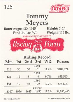 1993 Jockey Star #126 Tommy Meyers Back